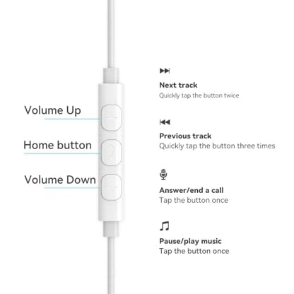 aceyoon MFi Certified iPhone Earphones, White
