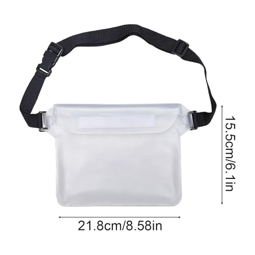 Waterproof Phone Bag, 3 Layer Sealed Submersible Pouch Touchscreen Swimming Case Adjustable Crossbody Waist Pack - color: White