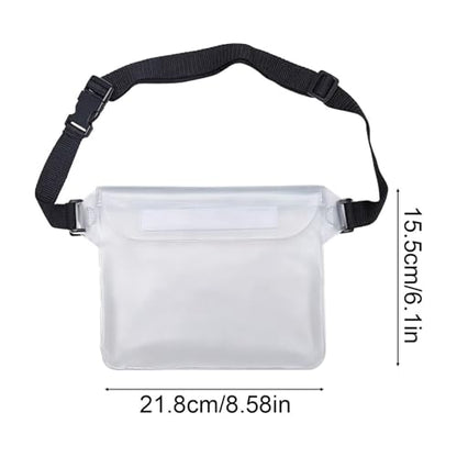 Waterproof Phone Bag, 3 Layer Sealed Submersible Pouch Touchscreen Swimming Case Adjustable Crossbody Waist Pack - color: White