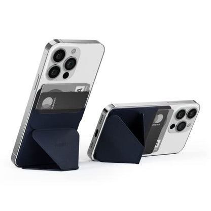 MOFT Reusable Adhesive 4-in-1 Cell Phone Grip, Phone Stand, Card Holder, Adjustable Viewing Angles, Thin Design with Grip to be Held for All iPhone Android Smartphones (Dark Blue) - color: dark blue