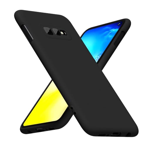 LoeoeL for Samsung Galaxy S10e Phone Case Silicone, Minimalist Ultra Thin Slim Soft Rubber Gel Solid Color Matte TPU Cute Case for Women Men, Girly Plain Aesthetic Design & Camera Cover, Black - color: Black, size: S10e