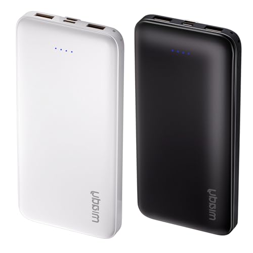 Miady 2-Pack Portable Charger 10000mAh Power Bank 22.5W Travel Battery Pack - color: Black+White