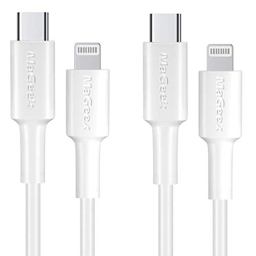 MaGeek USB C to Lightning Cable 6ft, [Apple MFi Certified] [2-Pack] PD Charger Compatible with iPhone 14/13/12/11/X/8, iPad Air/Air Pods, Supports Power Delivery - color: 2pcs_6ft_White