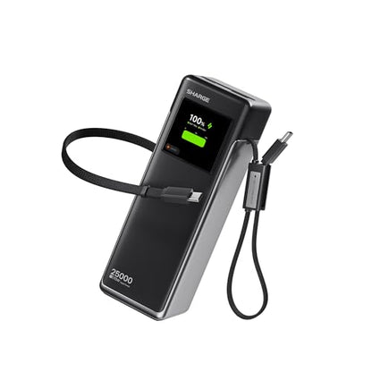 Laptop Power Bank 170W Fast Charging, 25000mAh Portable Charger for MacBook - color: Black