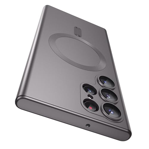MAKAVO Matte for Samsung Galaxy S22 Ultra Case, Compatible with MagSafe, Slim Thin Magnetic Cover with Built-in Camera Lens Protector Shockproof Phone Shell (Titanium Gray) - color: Titanium Gray, size: for S22 Ultra