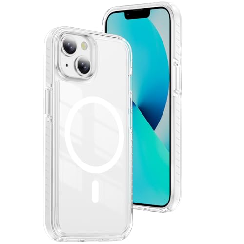 DEERLAMN Magnetic Clear Case for iPhone 13/iPhone 14 6.1-Inch, [Compatible with Magsafe][Anti-Yellowing] Transparent Slim Shockproof Protective Phone Cover, White - color: White, size: iPhone 13/14-6.1 Inch