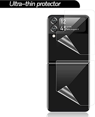 For Samsung Galaxy Z Flip3 5G Screen Protector Hydrogel Film,4 in 1 HD Clear Anti-Scratch Soft Screen Protector for Galaxy Z Flip 3 Inside Screen,Two Backs&Hinge
