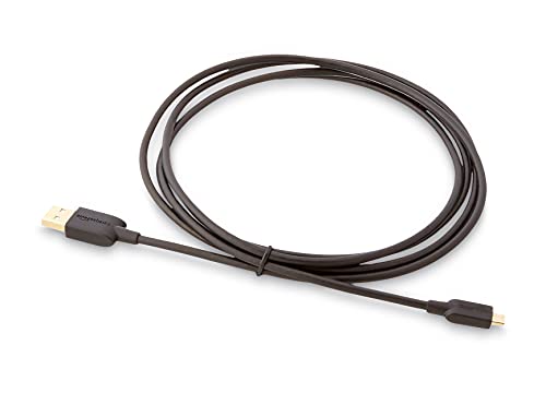 Amazon Basics USB-A to Micro USB Charging Cable, 480Mbps Data Transfer Speed, Gold-Plated Plugs, Compatible with Android Phones and Tablets, 6 Foot, Black - size: 6 Feet, style: 1 Pack