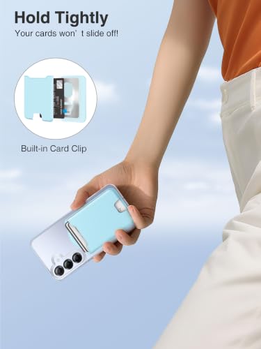 TopMade for MagSafe Wallet, 4 Cards Holder, Strongest Magnetic Phone Wallet - color: Baby Blue