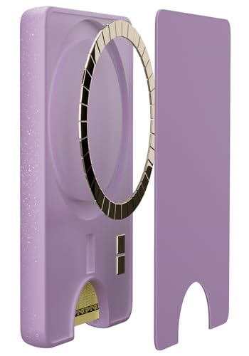 Casely MagWallet | Lavender Waves | Purple Shimmer | Slim Wallet Card Holder | Compatible with MagSafe | Soft-Touch Hard Silicone | Holds Up to 3 Cards - color: Lavender Waves | Purple Shimmer
