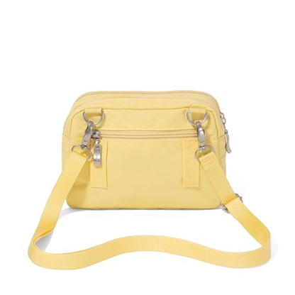 Baggallini Triple Zip with Front Wallet/Trifecta RFID Wallet Crossbody - color: Butter Yellow
