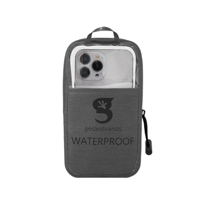 geckobrands Waterproof Phone Pouch Plus – Universal Fit, Touchscreen Friendly with Card Sleeve & Lanyard IPX7 Rated Gray