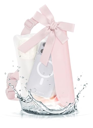 Case-Mate IP68 Waterproof Fanny Pack with Bow Design - Ballet Pink | Floating Waterproof Phone Case w/Triple Seal Protection, Adjustable Strap-Fits All Phones-Beach Cruise Ship Travel Essentials - color: Ballet Pink Clear