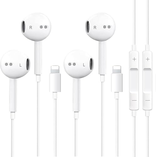 2 Pack Wired Earbuds for iPhone, Lightning Headphones w/Mic Volume