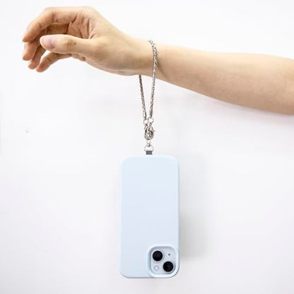 Phone Wristlet Strap For Women Lanyard With 2 Tether Tabs Cellphone Adjustable Bracelet Phone Case Charm Chain - color: Silver