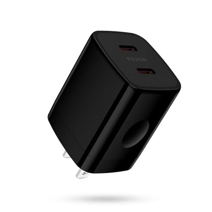 Charger Block 25W USB C Android Wall Charger Box 2 Port Super Fast Charging - color: Black
