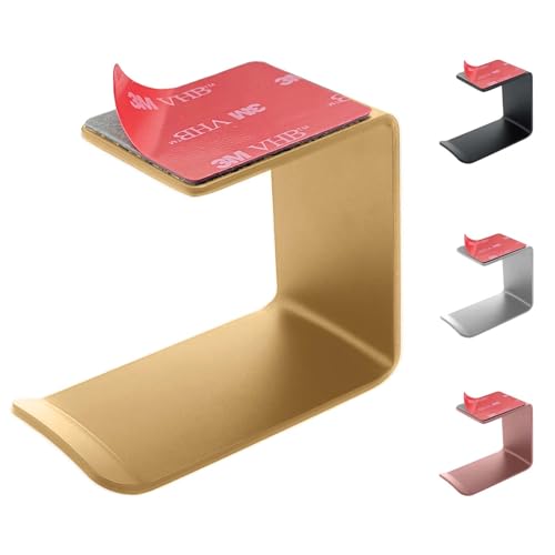 Aluminum Under-Desk Headphone Hanger with Strong Adhesive (1 Pack, Gold) - color: Gold