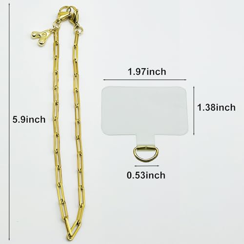 Phone Wrist Strap Metal Phone Chain Wristlet Strap Detachable Cellphone Lanyard Wrist with Tether Tab - color: 06_gold Letter a