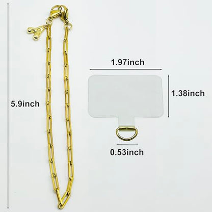 Phone Wrist Strap Metal Phone Chain Wristlet Strap Detachable Cellphone Lanyard Wrist with Tether Tab - color: 06_gold Letter a