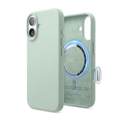 elago Premium Magnetic Silicone Case for iPhone 17 Mint | Compatible with MagSafe, Liquid Silicone Material, Protection, Shockproof, Slim Phone (Mint) - color: Mint, size: iPhone 17