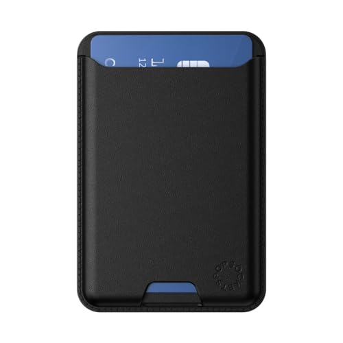 PopSockets Softgoods Phone Wallet and Adapter Ring for MagSafe, Phone Card Holder, Wireless Charging Compatible, Wallet Compatible with MagSafe - Black - color: Black, style: Without Grip