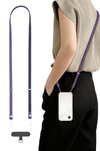 Lanyard Crossbody Strap Compatible with iPhone 17/Air/Pro/Max Phone Cases & Other Devices with Dual Lanyard Holes (Purple) - color: Purple