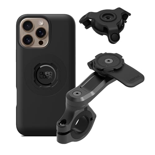 Quad Lock Motorcycle Handlebar Mount PRO Kit with Vibration Dampener and MAG Phone Case for iPhone 16 Pro Max - size: iPhone 16 Pro Max