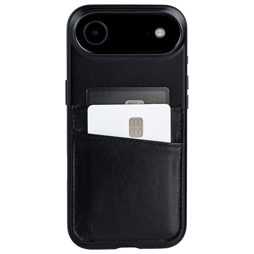Dockem Genuine Leather Card Case for iPhone 17 Air with Camera Control Button and Stitched-on Wallet with 2 Holder Slots (Black, M2GL) - color: Black, size: 17 Air