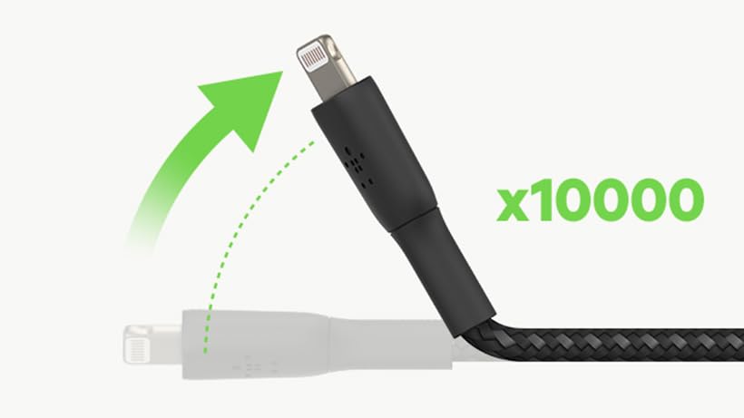 Belkin USB A to Lightning Braided Cable 3.3ft Fast iPhone Charger Cord - color: Black, style: 3.3 ft