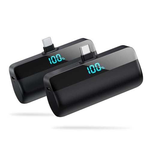 [2-Pack]Mini Portable Charger for iPhone 17/16 Series,Upgraded 5500mAh PD Fast Charging USB C Power Bank,Travel Essential Battery Pack for iPhone 17/17 Pro Max/16/15 Series Galaxy Android-Black+Black - color: Black+Black