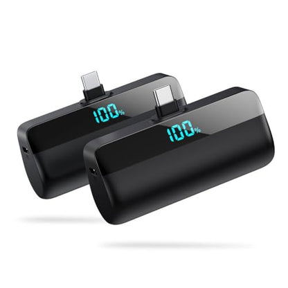 [2-Pack]Mini Portable Charger for iPhone 17/16 Series,Upgraded 5500mAh PD Fast Charging USB C Power Bank,Travel Essential Battery Pack for iPhone 17/17 Pro Max/16/15 Series Galaxy Android-Black+Black - color: Black+Black