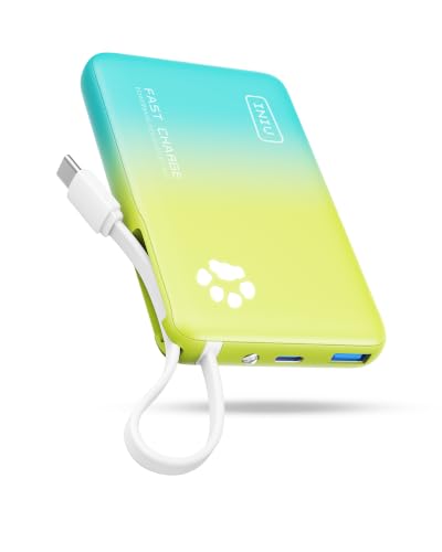 INIU 45W Fast Charging Tablet Portable Charger, Smaller 10000mAh Power Bank - color: Cyan