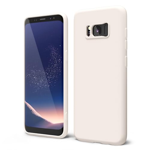 oakxco for Samsung Galaxy S8 Phone Case Liquid Silicone, Thin Slim Soft Rubber Gel TPU Plain Protective Simple Cover for Women Girl Cute, Matte Solid Color Aesthetic, Beige Stone Cream - color: Beige, size: S8