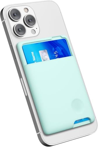 oakxco Phone Wallet Stick On, Secure Phone Card Holder Silicone, Adhesive Pocket Sleeve ID Credit Card, Slim Thin Card Case for Men Women Cute, Compatible with Apple iPhone Samsung Pixel, Mint - color: Mint