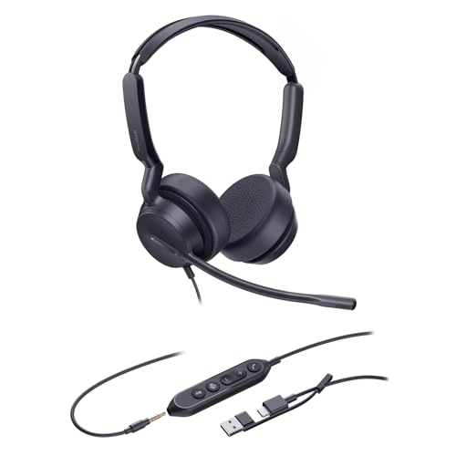 Yealink UH42 SE Wired Headset, USB-A/C & 3.5mm,in-Line Controls, On-Ear - color: Dual-Ear (UC), size: 3.5mm & USB-C/A