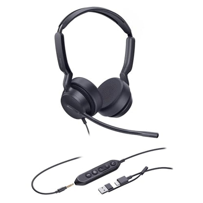 Yealink UH42 SE Wired Headset, USB-A/C & 3.5mm,in-Line Controls, On-Ear - color: Dual-Ear (UC), size: 3.5mm & USB-C/A