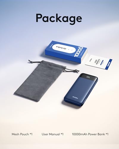Orfeika Fast Charging Portable Charger Power Bank with Built-in 4 Cables | 10000mAh|Ultra-Slim&Light|Flight-Safe|Power 6 Devices at Once|22.5W|Battery Pack For iPhone,Samsung,Google|Travel Essentials - color: Navy