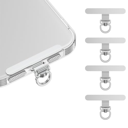 360° Rotatable Metal Phone Tether Tab 5-Pack - color: Silver