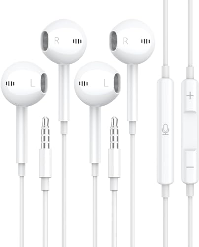 Wired Earbuds [Clear Call Mic], 3.5mm Headphones for iPhone/iPad/Radio - color: White