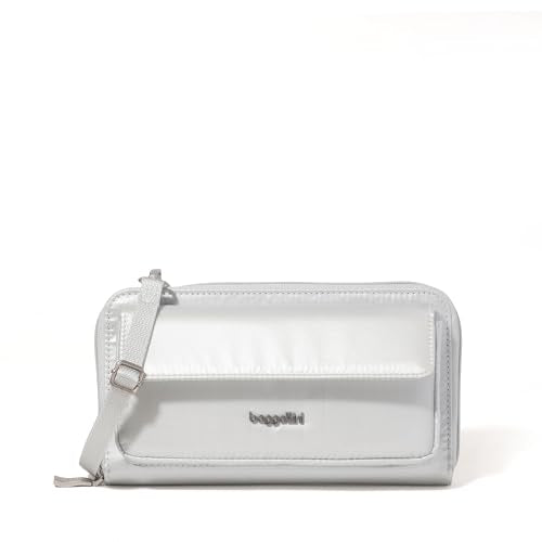 Baggallini Rfid Phone Wallet Crossbody - color: Silver Metallic
