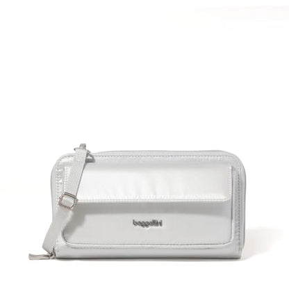 Baggallini Rfid Phone Wallet Crossbody - color: Silver Metallic
