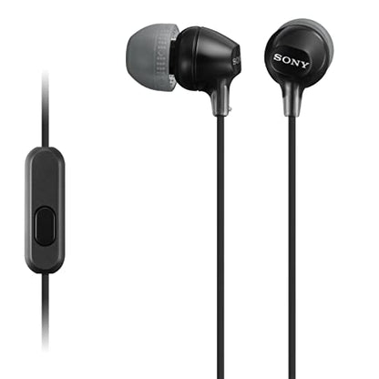 Sony MDREX15AP In-Ear Earbud Headphones with Mic, Black (MDREX15AP/B) - color: Black (Pack of 1), style: 3.5mm Aux, Mic