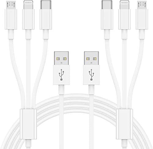 Multi Charger Cable 6Ft 2Pack, 3 in 1 Charging Cord, Universal Phone Cables