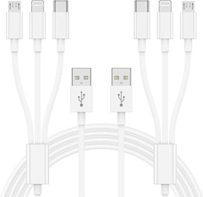 Multi Charger Cable 6Ft 2Pack, 3 in 1 Charging Cord, Universal Phone Cables