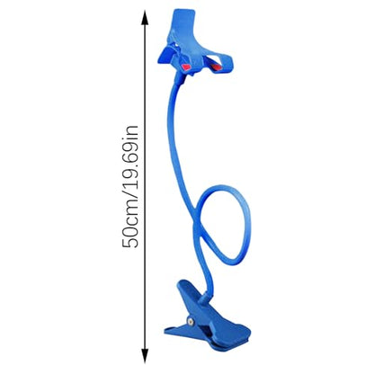Gooseneck Phone Holder for Bed, Cell Phone Mount Clamp Clip, Flexible Long Arm Overhead Cellphone Mount, Bedside Lazy Bracket, Cellphone Stand for Desk, Table, Headboard(Blue) - color: Blue
