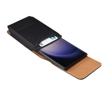 Cell Phone Pouch Pu Leather Holster Belt Clip Holder for iPhone 17 Air, 16 Plus 15 14 13 12 11 Pro Max Samsung Galaxy S26+ S25 FE S24 FE S24+ S23+ S23 FE A15 A35 A55 Google Pixel 10a 9a 6 (Black, L) - color: Black, size: L