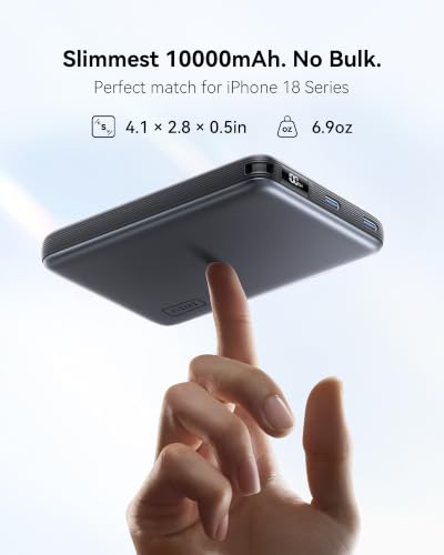 INIU Magnetic Slimmest Power Bank, 10000mAh Qi2.2 Portable Charger - color: Black