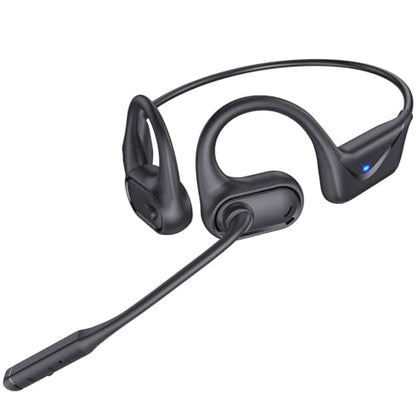 Open Ear Headphones with Mic, 29g Bluetooth Headset, Air Conduction Headphones with Dual Device Connection & Mute, Wireless Headset with Mic for Work, Driving, Office, Workout, Black - color: Black