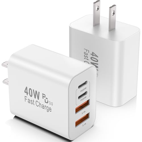 USB C Charger Block 2 Pack, 40W Fast Charging Block - color: Brightening