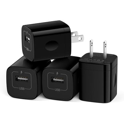 USB Charger Block, 5V 1A Power Adapter USB Wall Plug Charging Box Cube for Samsung Galaxy S26/S25/S24/S23/S22/S21/S20, USBs Plugs for Wall Outlet for iPhone 17/16e/16/15/14/13/12/11, Google Pixel 10 - color: Black
